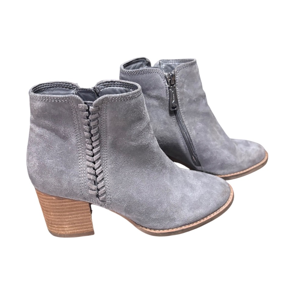 Blondo Waterproof Suede Gray Ankle Boots Heel Booties‎ Women Size 6M